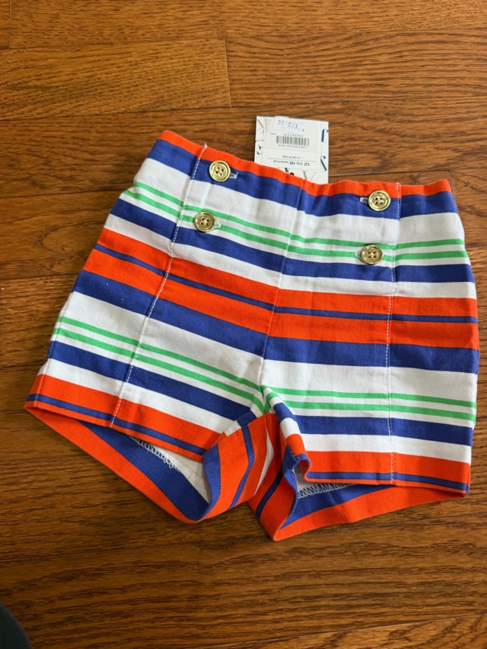 Janie and Jack Orange, Blue & Green Striped Nautical Shorts